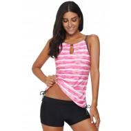 Preprost tankini Ophelia z roza potiskom