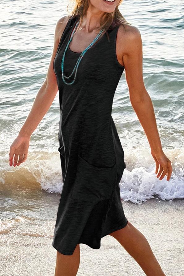 Preprosta črna mini obleka Alexa brez rokavov