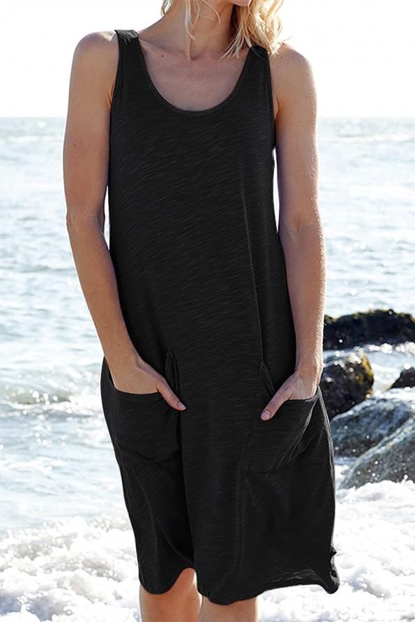 Preprosta črna mini obleka Alexa brez rokavov