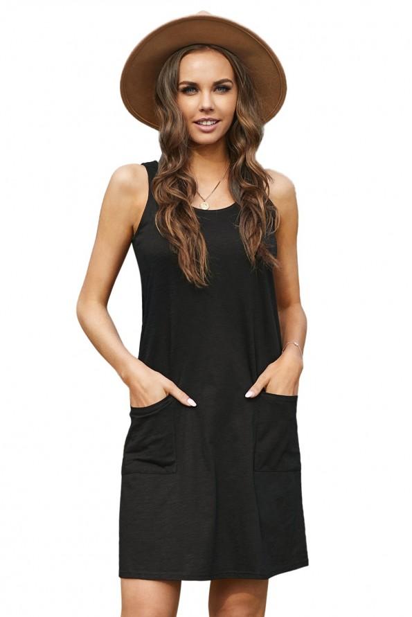 Preprosta črna mini obleka Alexa brez rokavov