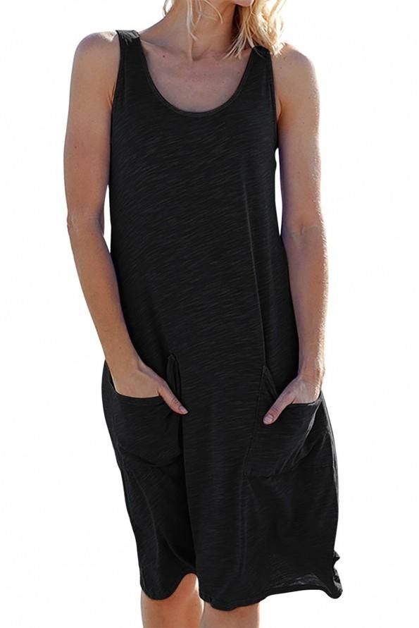 Preprosta črna mini obleka Alexa brez rokavov