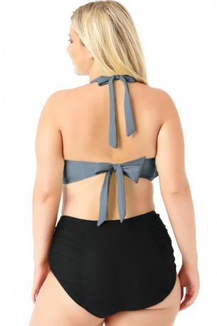 Privlačne črne dvodelne kopalke Belen za močnejše