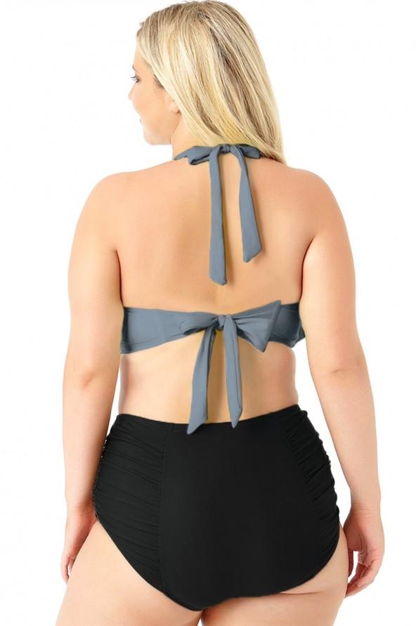 Privlačne črne dvodelne kopalke Belen za močnejše