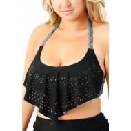 Privlačne črne dvodelne kopalke Belen za močnejše