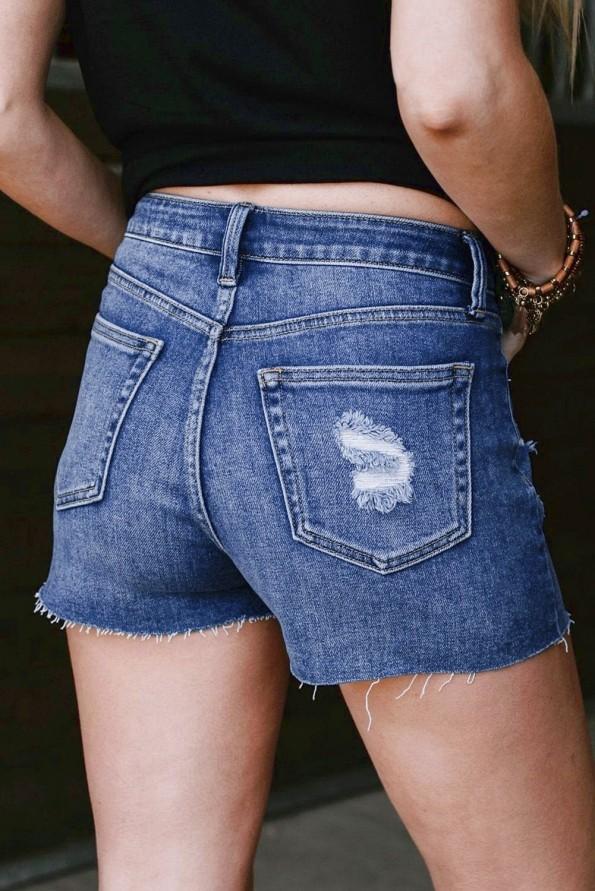 Razcefrane jeans kratke hlače z žepi Adeline