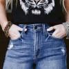 Razcefrane jeans kratke hlače z žepi Adeline