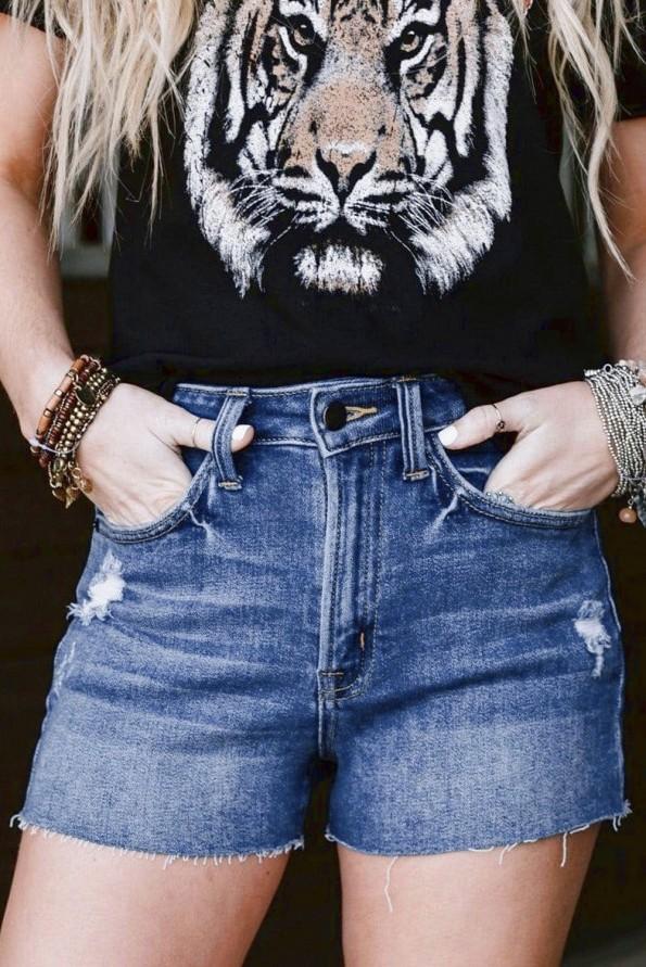 Razcefrane jeans kratke hlače z žepi Adeline