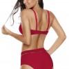 Rdeč bikini Ainsley z visokim pasom