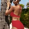 Rdeč bikini Celeste z obrobnimi školjkami