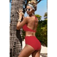 Rdeč bikini Celeste z obrobnimi školjkami