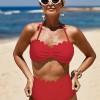 Rdeč bikini Celeste z obrobnimi školjkami