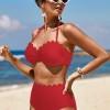 Rdeč bikini Celeste z obrobnimi školjkami