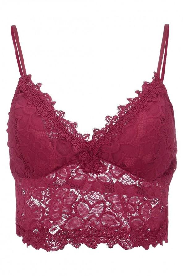 Rdeč čipkast push up top Angel