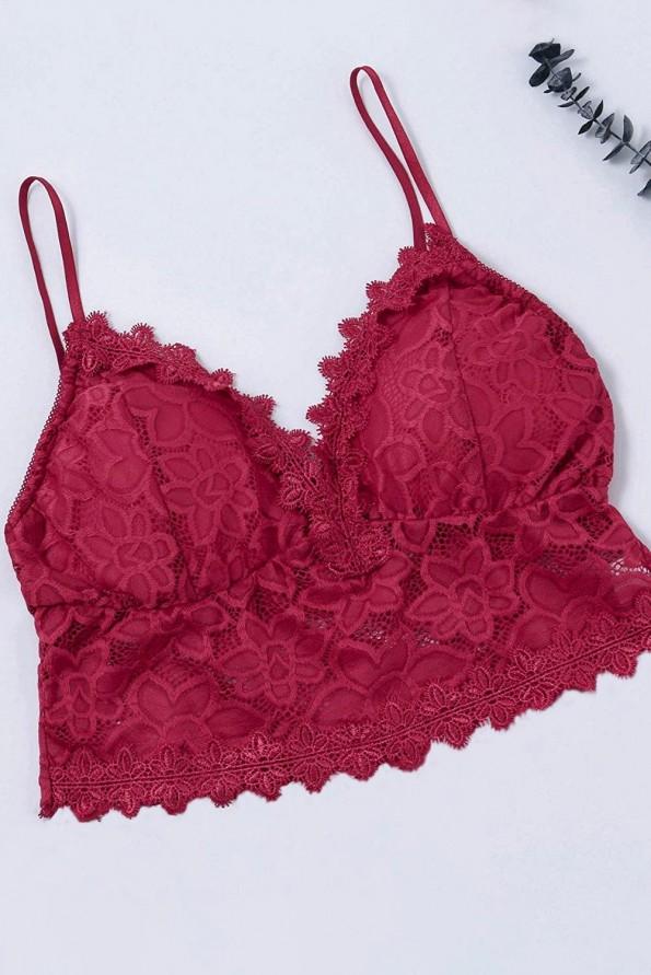 Rdeč čipkast push up top Angel