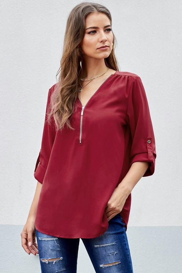 Rdeča bluza Azalea z zadrgo