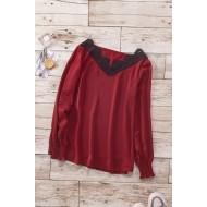 Rdeča bluza s čipkami Ivy
