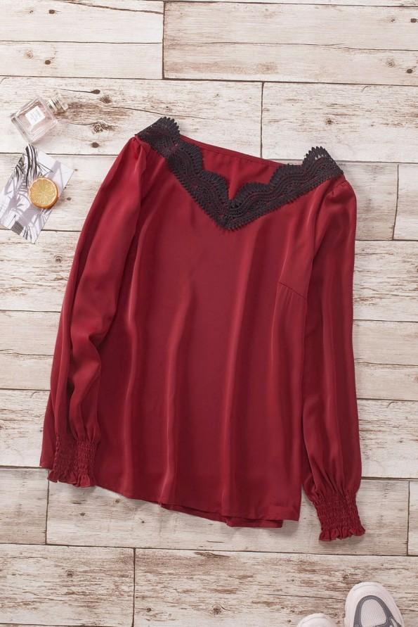Rdeča bluza s čipkami Ivy