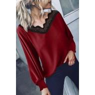 Rdeča bluza s čipkami Ivy