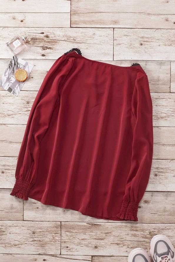 Rdeča bluza s čipkami Ivy