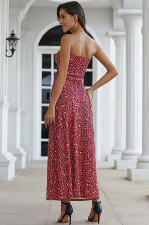 Rdeča bohemska cvetlična maksi obleka Whitley