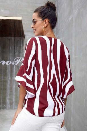 Rdeča črtasta bluza Mariam z ¾ rokavom