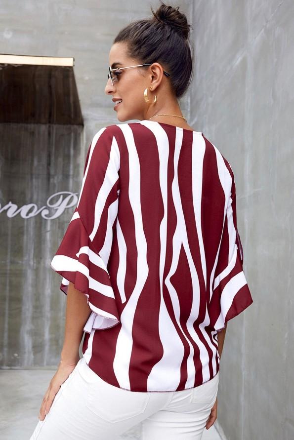 Rdeča črtasta bluza Mariam z ¾ rokavom