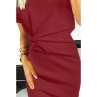 Rdeča oprijeta obleka Margaret z V izrezom