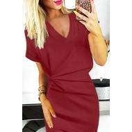 Rdeča oprijeta obleka Margaret z V izrezom