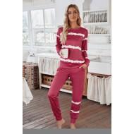 Rdeča pižama s črtami in dolgimi rokavi Sasha