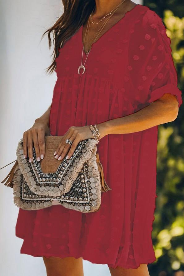 Rdeča poletna tunika/obleka Hana