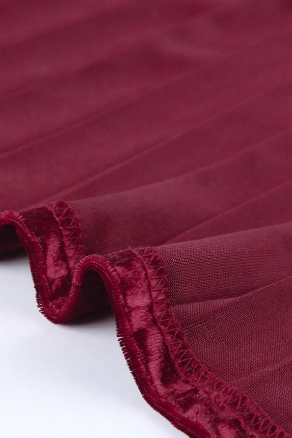 Rdeča žametna obleka Bailee z golimi rameni
