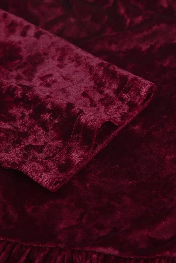 Rdeča žametna obleka Bailee z golimi rameni