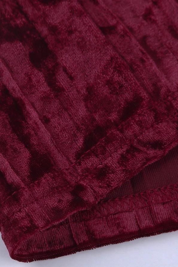 Rdeča žametna obleka Bailee z golimi rameni