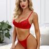 Rdeče spodnje perilo Stevie z oprijetim dekoltejem in tangicami