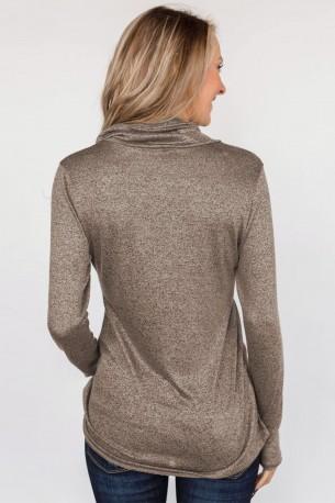 Rjav eleganten pulover Annabelle z zadrgo