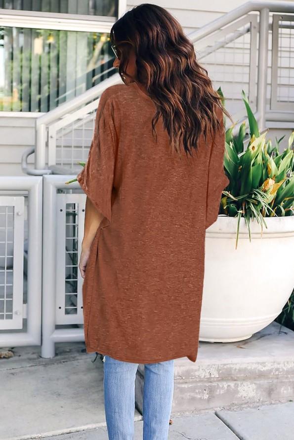Rjav nabran top Poppy
