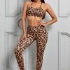 Rjav športni modrček in pajkice Lilly z leopardjim potiskom