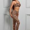 Rjav športni modrček in pajkice Lilly z leopardjim potiskom