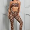 Rjav športni modrček in pajkice Lilly z leopardjim potiskom