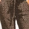 Rjave udobne hlače Nicole z leopardjim motivom