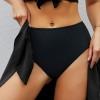 Črn plavalni spodnji del z visokim pasom s sarongom Sania