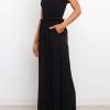 Črn smocked bandeau široki kombinezon Fenicia
