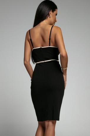 Črna oprijeta obleka s špageti naramnicami Waya