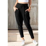 Črne  harem hlače z žepi do pasu Panny