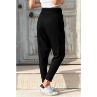 Črne  harem hlače z žepi do pasu Panny