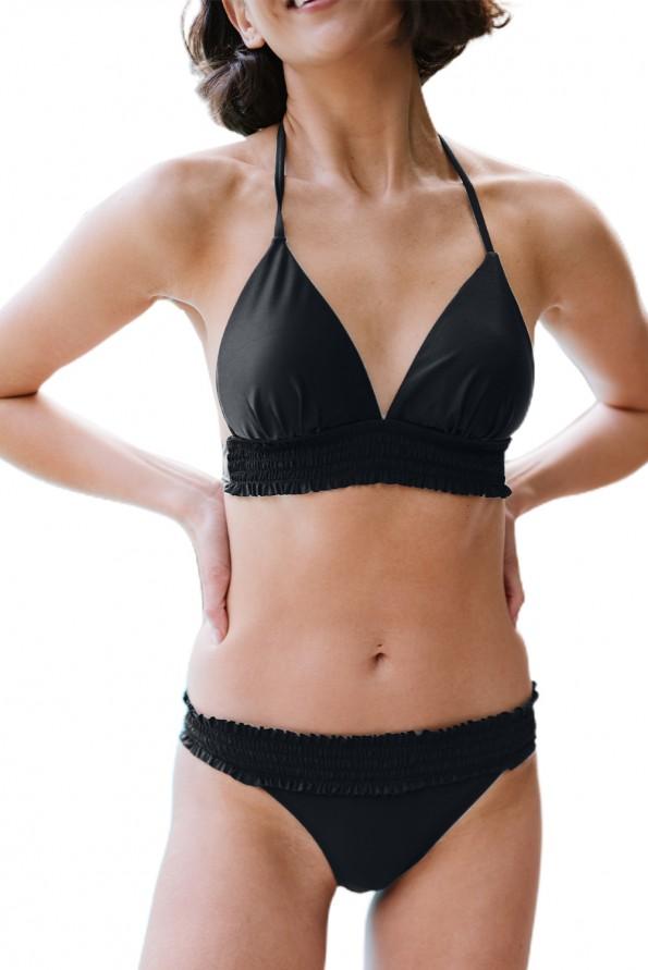 Črne bikini kopalke z elastičnim trakom push up Fiana
