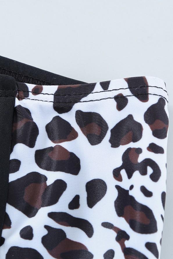 Črne bikini kopalke z visokim pasom v obliki patchwork Jana