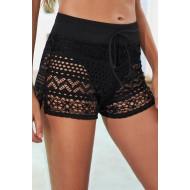 Črne čipkaste kratke hlače s priloženim plavalnim spodnjim delom Jona