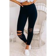 Črne oprijete gamaše z visokim pasom Klun