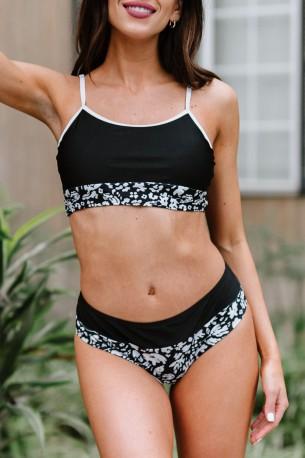 Črni dvodelni bikini s tiskanimi bloki Spacy